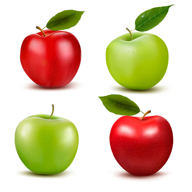创意矢量现代红苹果绿苹果设计插图