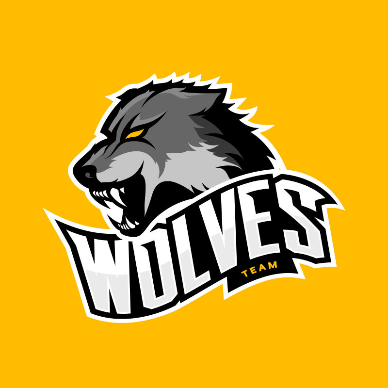 愤怒的狼运动矢量标识概念隔离在黄色背景上-专业的捕食者团队徽章设计-优质野生动物T恤T恤印花插图