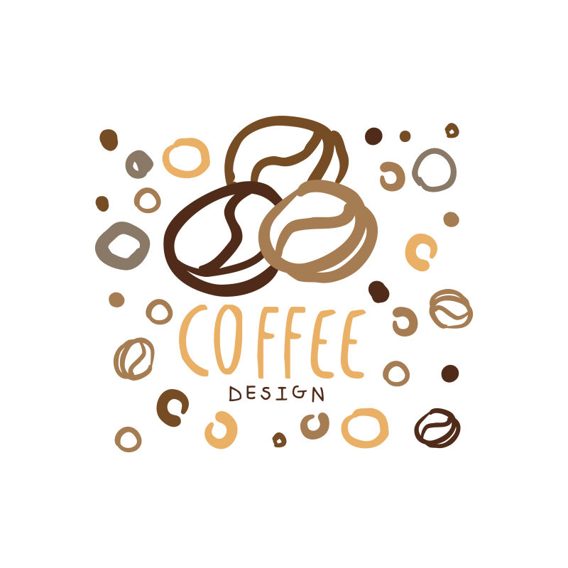 咖啡标签手绘矢量插图