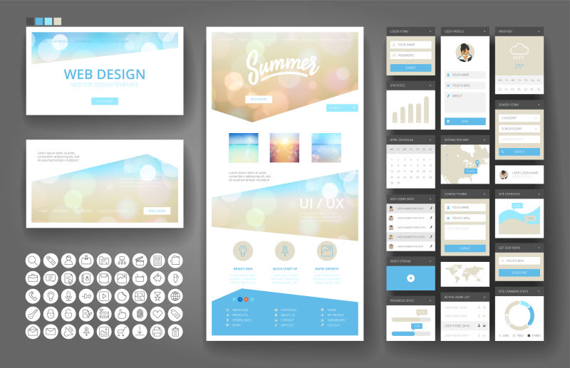 网站设计模板和接口元素