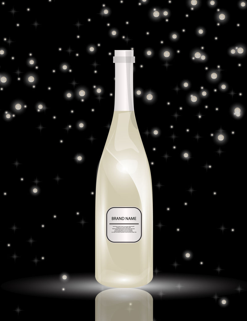 白葡萄酒瓶在闪闪发光的背景为您的设计
