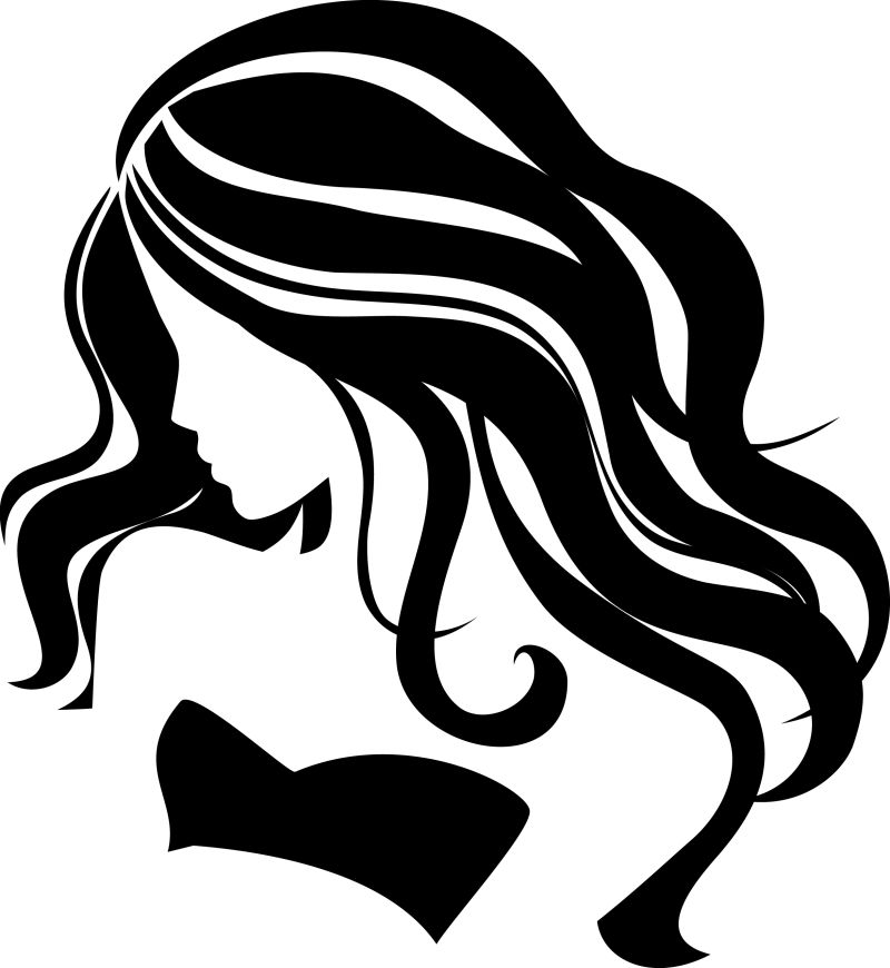 女孩图标jpg-美丽的女性轮廓和长长的波浪形头发