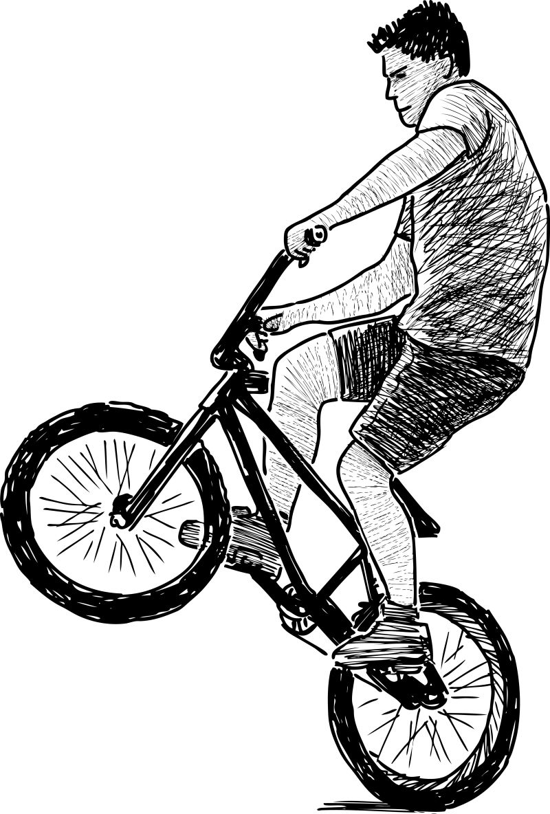 抽象矢量现代自行车运动员素描插图设计