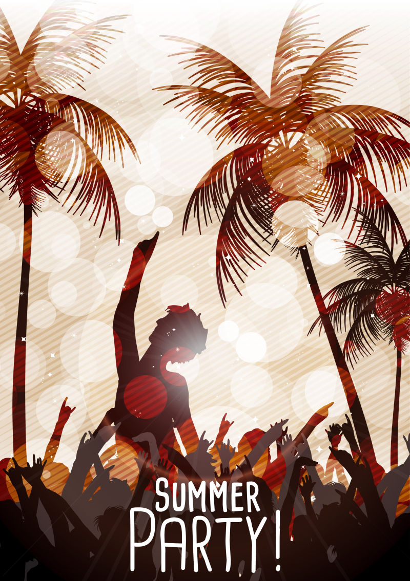创意矢量夏季派对主题海报平面设计