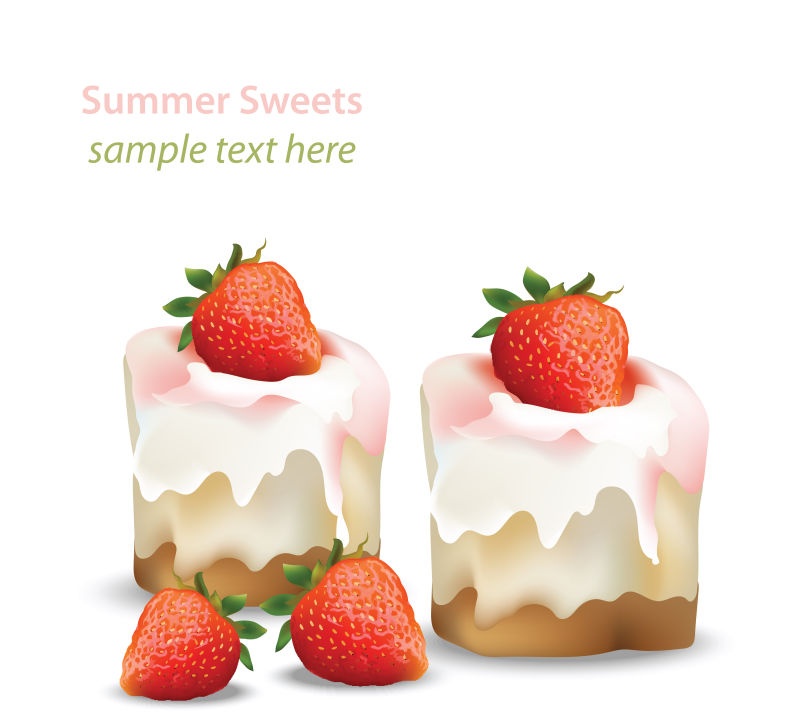 夏天甜的草莓奶酪蛋糕鲜美甜点载体