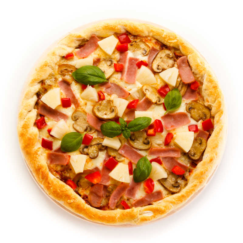 洒满奶酪辣椒蘑菇的Pineapple pizza