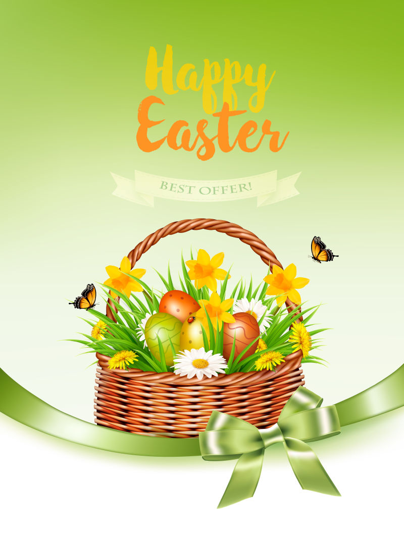 节日复活节彩蛋和春水卡片