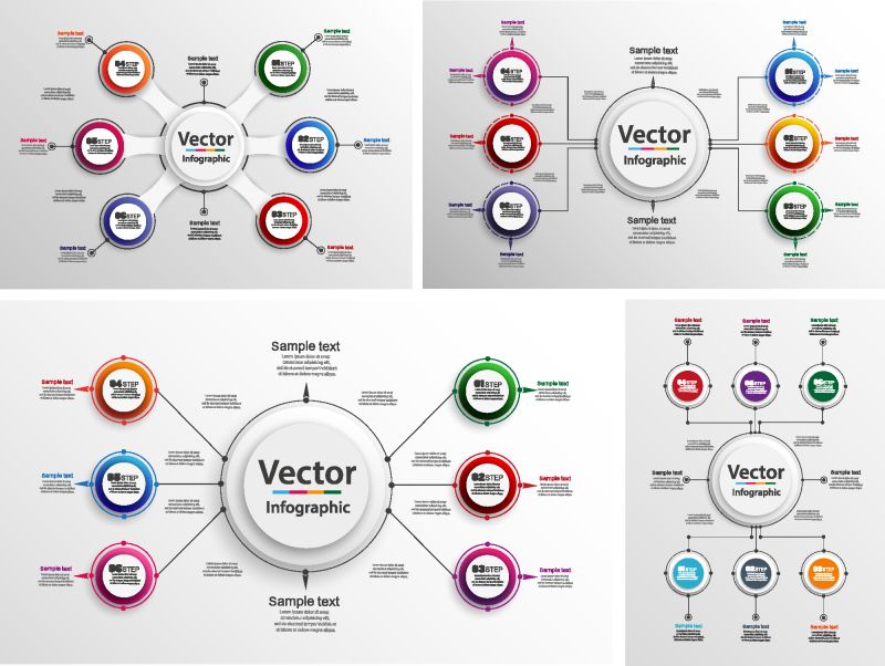 一套丰富多彩的抽象信息图形设计-可用于工作流布局图表业务步骤选项横幅Web设计-用于演示的Vector EPS10业务模板