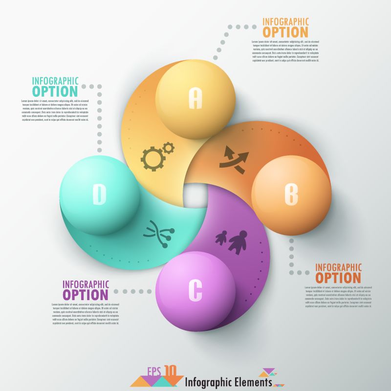 现代信息图形选项横幅彩带上的彩色球体-矢量-可用于网页设计和工作流布局