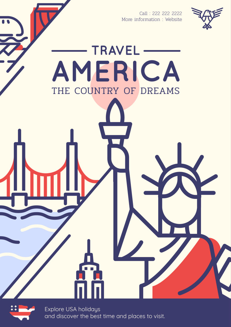 美利坚合众国旅游海报