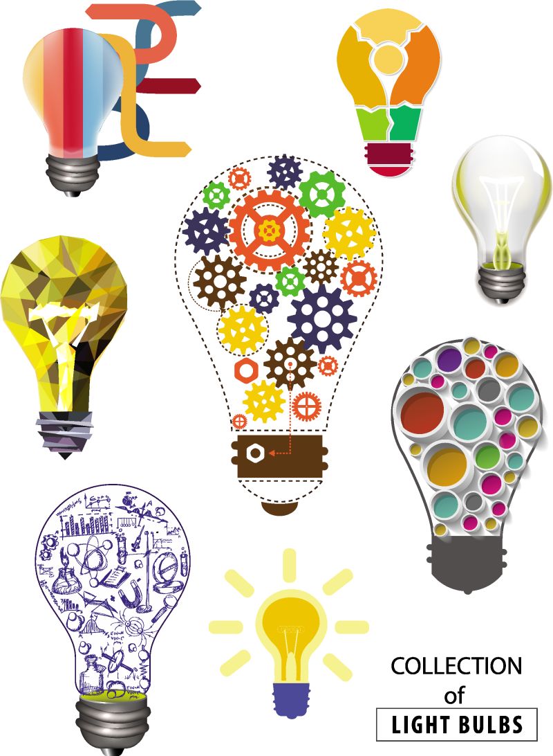 灯泡信息图形集创意与技术符号