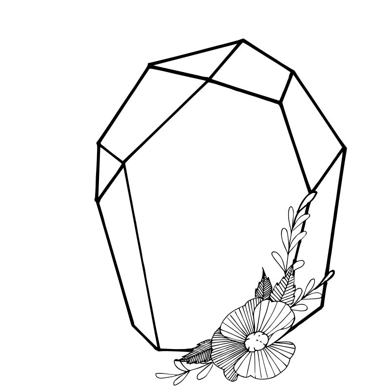 白底钻石珠宝矿物-独立的插图元素-独立的插图元素-几何石英多边形水晶石马赛克形状紫水晶宝石