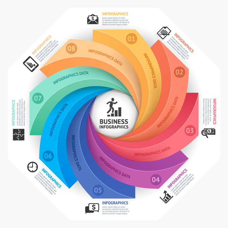 业务信息图形设计模板-矢量图-可用于工作流布局图表编号选项启动选项Web设计