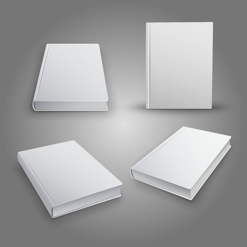 真实的白色封面的3D书籍集-书的模型-矢量图解