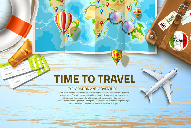 矢量时间旅行海报设计3D