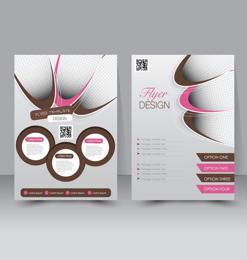 传单模板商业手册可编辑的A4海报设计教育介绍网站杂志封面粉红色和棕色
