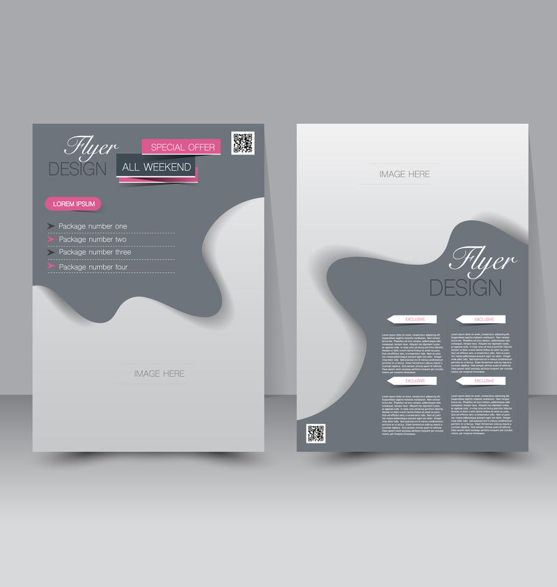 传单模板商业手册可编辑的A4海报设计教育介绍网站杂志封面粉红色和灰色