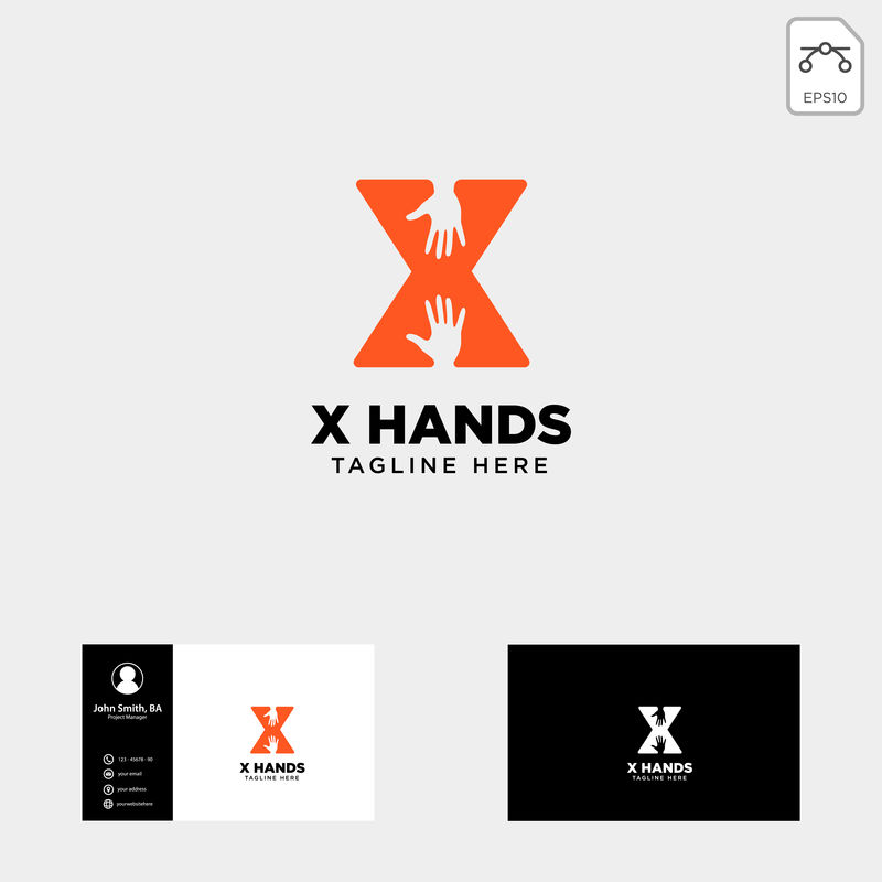 最小x字母初始手标志模板矢量插图图标元素
