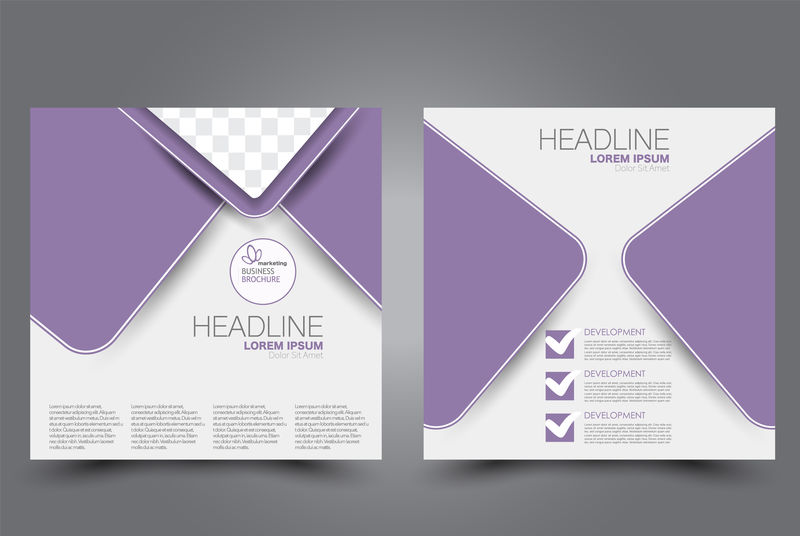 方形传单设计小册子封面网站或广告横幅模板矢量图紫色