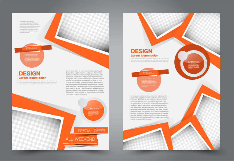 抽象传单模板商业手册设计橙色矢量图