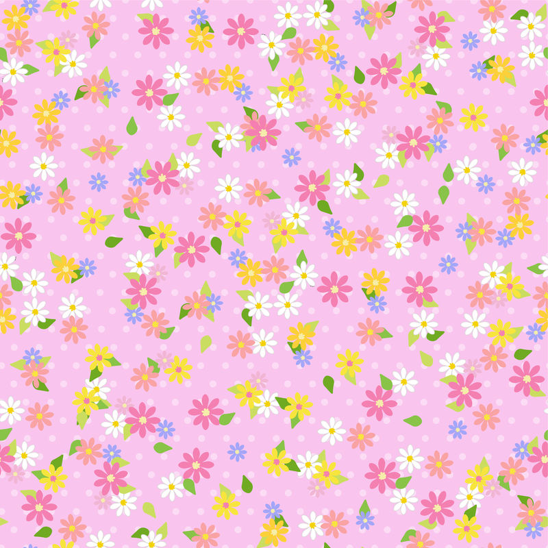 粉红花朵在白色背景上绽放无缝图案