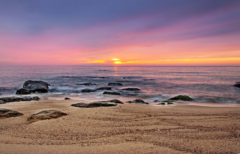 日落热带海滩-自然背景