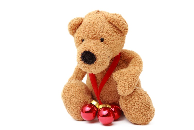 圣诞小红色装饰球泰迪熊