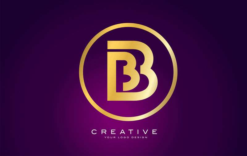 B字母金色标志设计现代B标志与创意金边