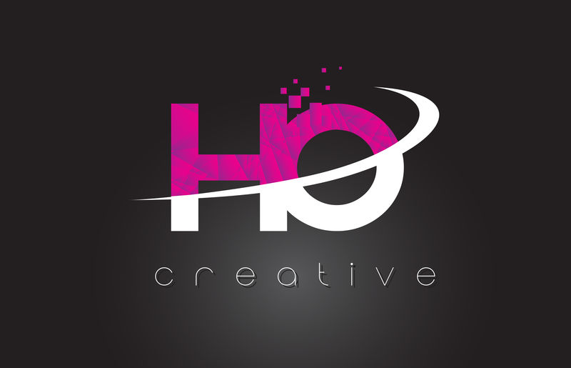 HO H O创意字母设计白粉色