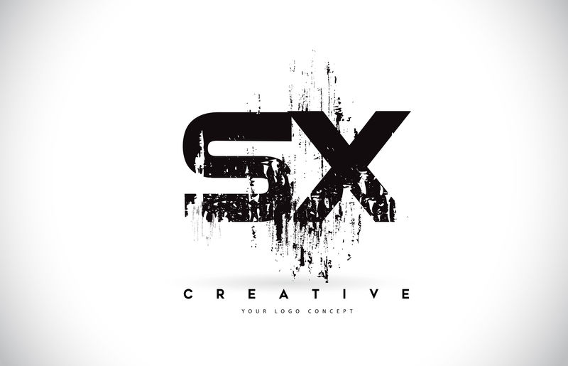 SX S X Grunge Brush Letter标志黑色设计Vector IL