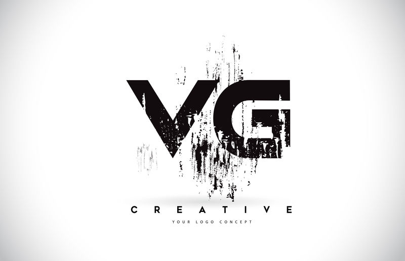 VG V G Grunge Brush Letter标志黑色设计矢量IL