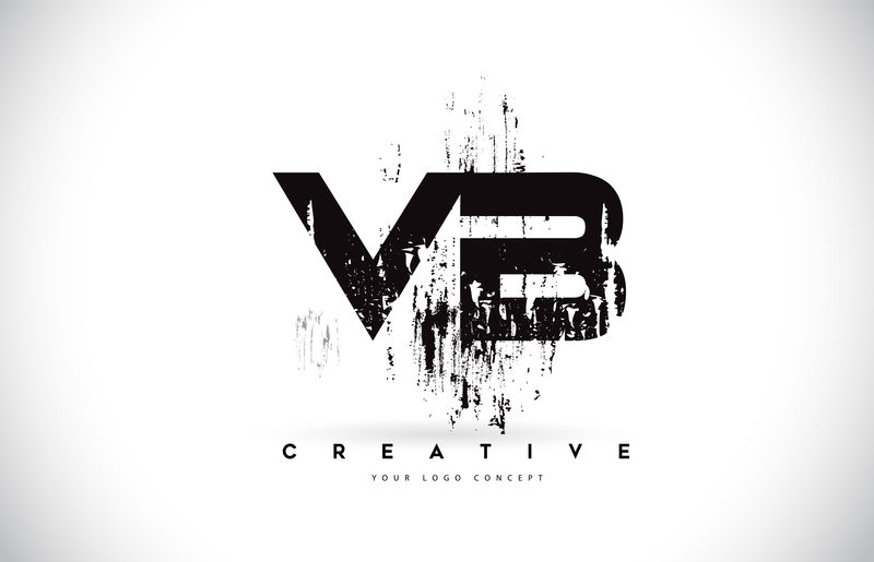 VB V B Grunge Brush Letter黑色标志设计矢量IL