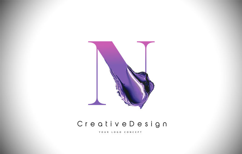 n字母设计刷油漆笔画紫色N字母徽标图标WI