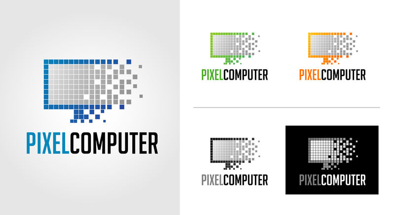 像素计算机徽标模板集