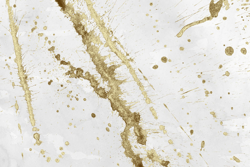 豪华的金白色金属漆飞溅在水彩纸背景上的效果-金光闪闪的飞溅纹理-美丽的女性背景