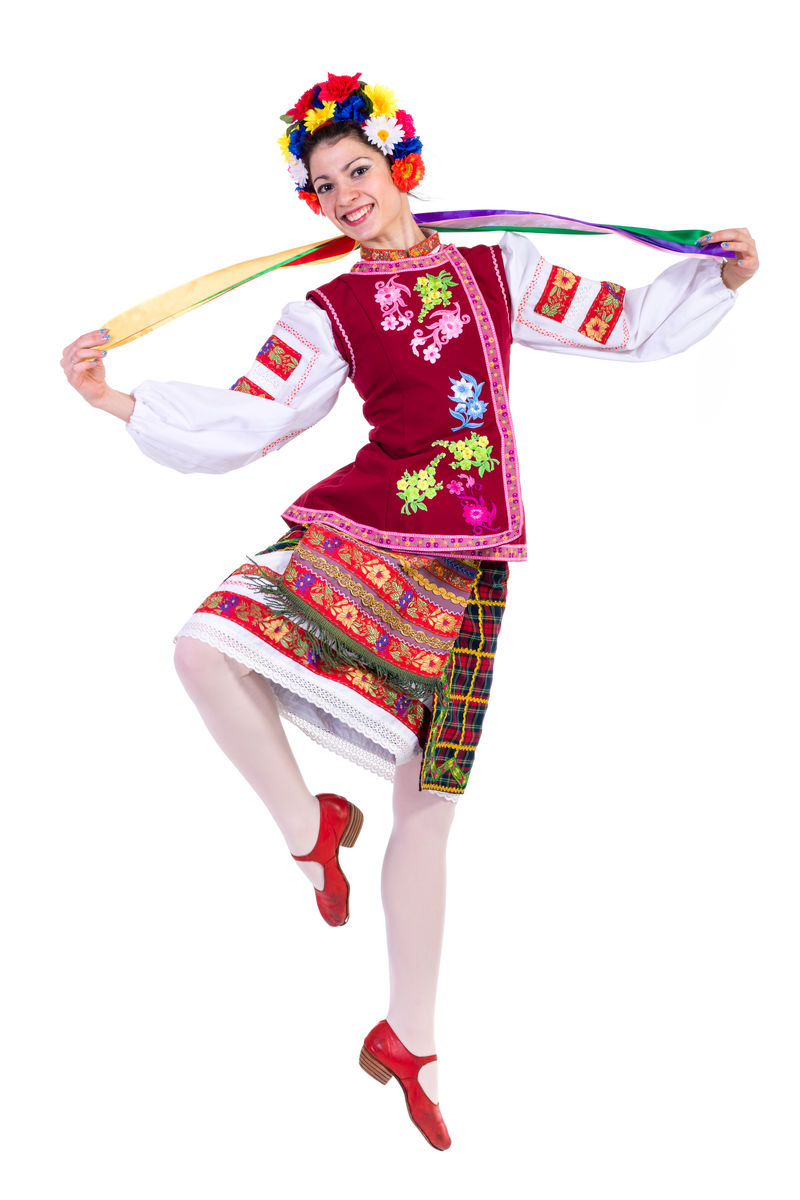 乌克兰波兰语传统舞蹈中的美丽女孩