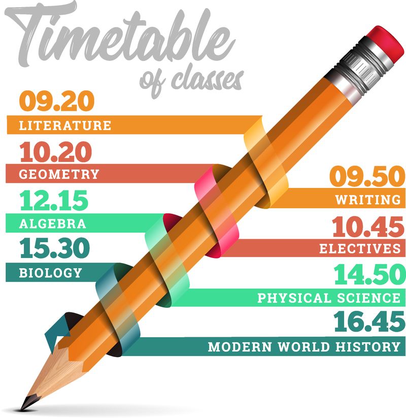 时间表或时间线设计模板铅笔插图