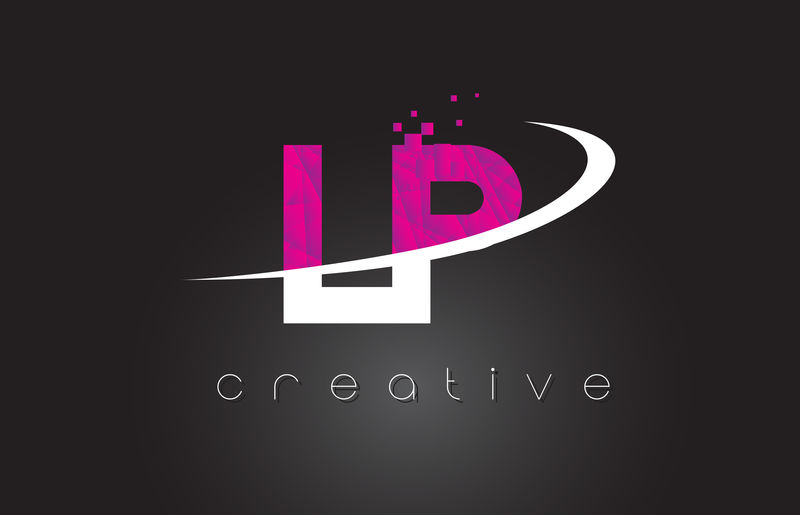 LP L P创意字母设计白粉色