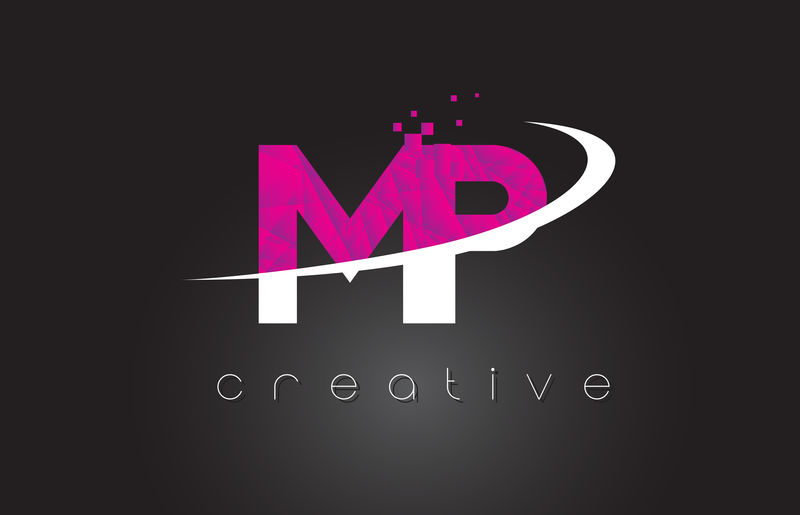 MP M P创意字母设计白粉色