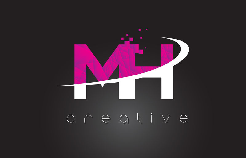 m h m h创意字母设计带白色和粉色