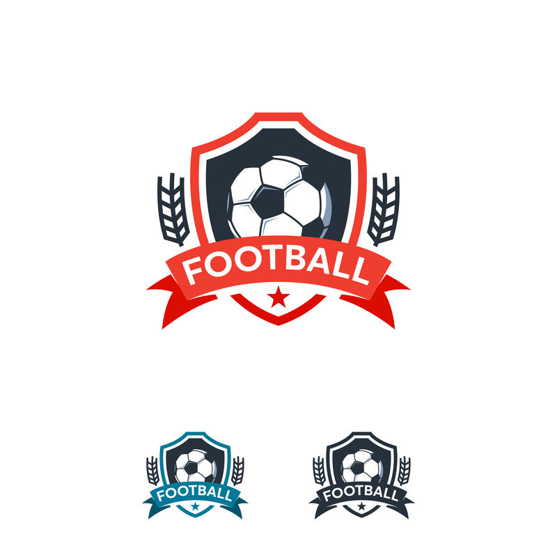 足球运动标志设计徽章矢量模板-职业足球运动徽章标志