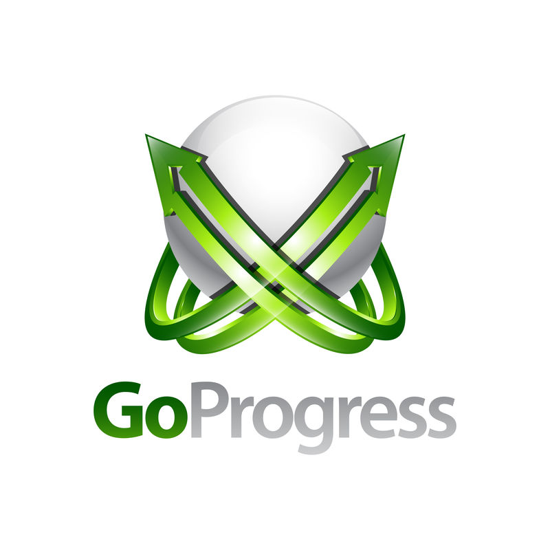 Go Progress Sphere箭头向上标志概念设计模板