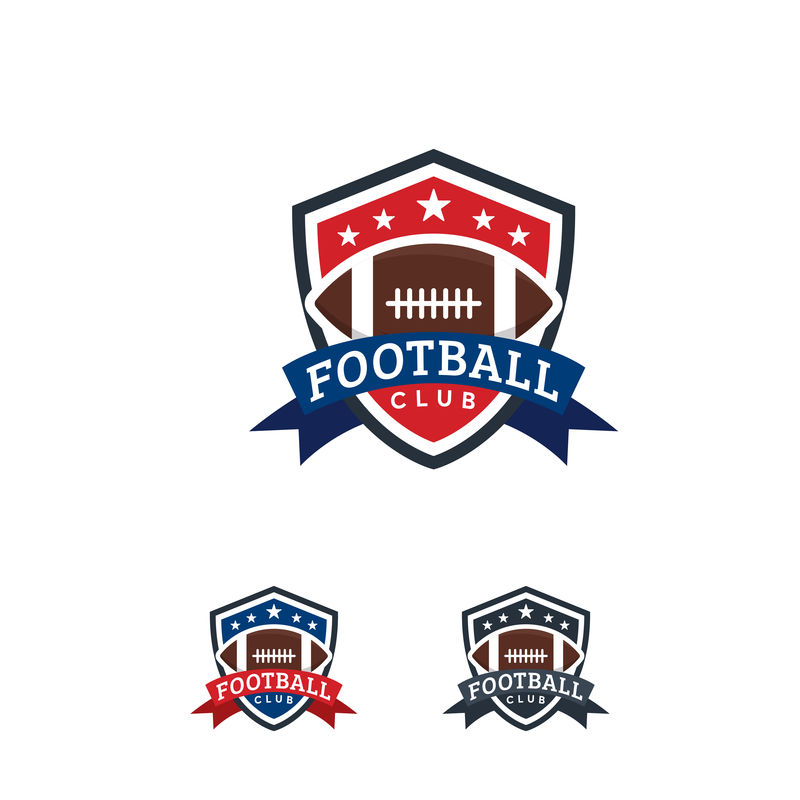 美国足球标志设计徽章模板-橄榄球标志徽章