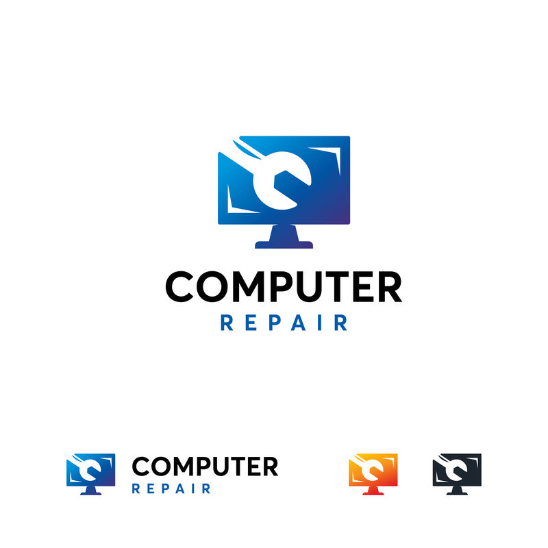 计算机修复徽标模板图标计算机服务徽标符号图标