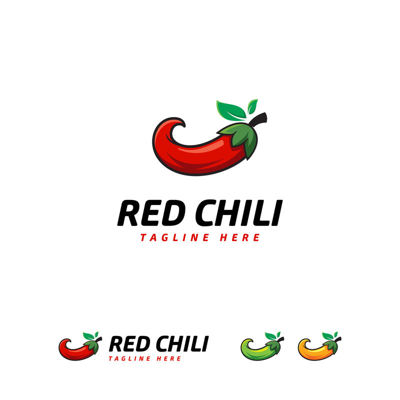 红辣椒标志设计概念矢量-标志性辣椒标志符号