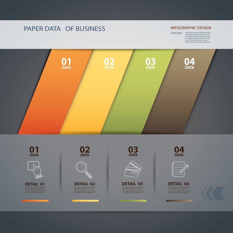矢量业务步骤纸行和数字设计模板