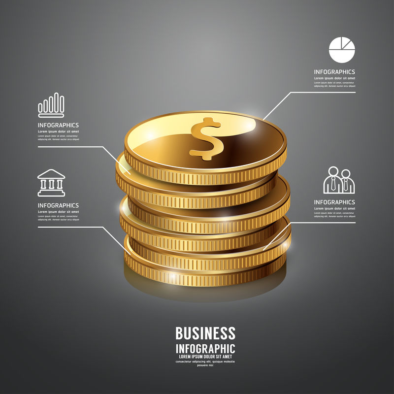 信息图表金币业务模板概念向量Illustra