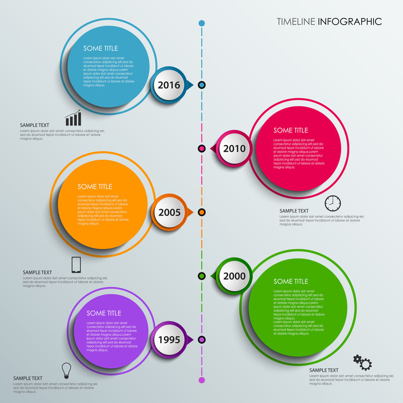 带有彩色设计元素的时间线信息图形圆形