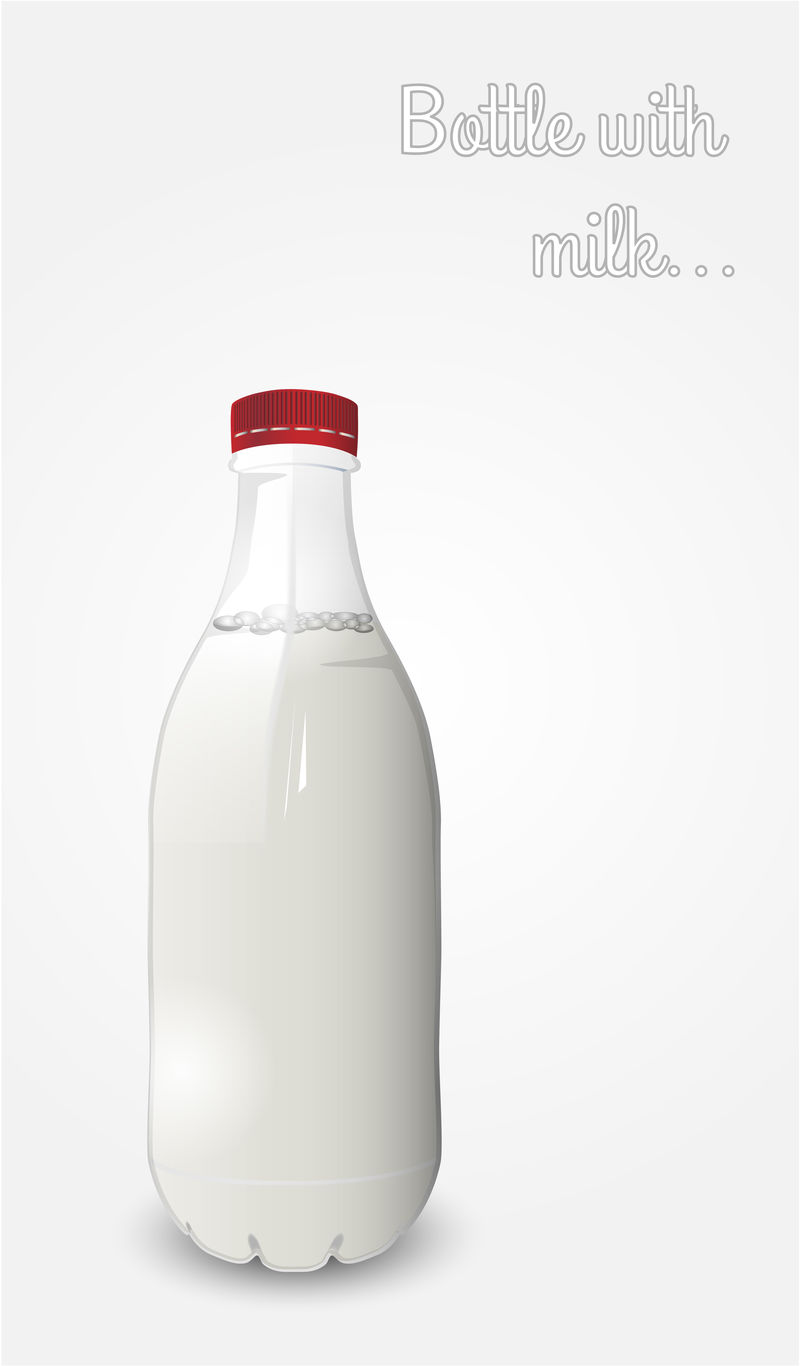 牛奶瓶照片写实矢量插图