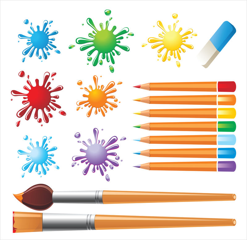 绘图工具和彩色斑点